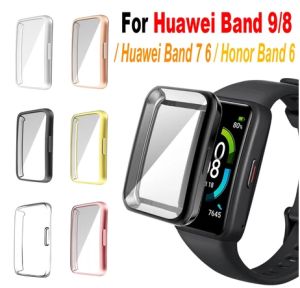 Silicone Screen Protector Case for Huawei Band 10 Case / Huawei Band 9 Case / Huawei Band 8 Case Smart Watch Strap Bumper Cover Screen Protector for Huawei Band10 Band9 Band8 Watch Case Replacement Accessories