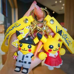 HBESTY Pokémon Pikachu keychain bag pendant couple schoolbag pendant exquisite womens doll cute jewelry.