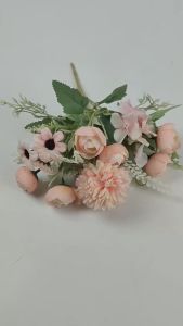 Peony Mix Cabang 7 Artificial Bunga Campuran Peony+Aster+PomPom Aksesoris Dekorasi Buatan Kain Plastik Hiasan Meja premium artifisial import