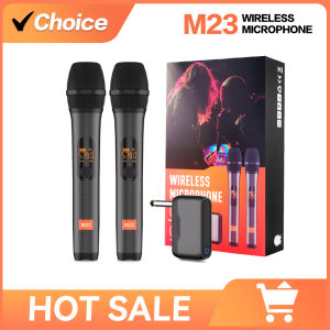 Wireless Microphone M23 UHF 2 Channel Karaoke System With Rechargeable Receiver Cordless Handheld Mic For Church Party Speaker