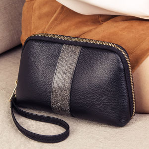 กระเป๋าถือหนังแท้ขนาดยาว กระเป๋าใส่โทรศัพท์มือถือ กระเป๋าถือแฟชั่นสำหรับผู้หญิง กระเป๋าถือแบบมีซิป กระเป๋าถือทรงเปลือกหอย