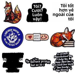 Chúa Giêsu Chữa Lành Hoạt Hình Cáo Men Pin Câu Nói Hài Hước Thổ Cẩm Thời Trang Cổ Điển Ve Áo Huy Hiệu Hợp Kim Kẽm Món Quà Trang Sức Cho Bạn Bè