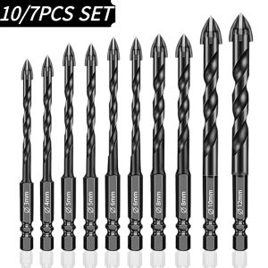 10PCS/SET Tile Drill Bit Set For Tiles Glass Ceramic Porcelain Wood 3-12mm Drill Bits Tungsten Carbide Drilling Tools Set