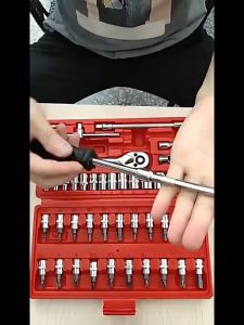 ชุดเครื่องมือ บล็อกชุด 46ชิ้น ขนาด 1/4" ชุดเครื่องมือช่าง ชุดประแจ ชุดลูกบล็อกอเนกประสงค์ ชุดประแจซ ชุดเครื่องมือช่าง สินค้าพร้อมส่งในไทย