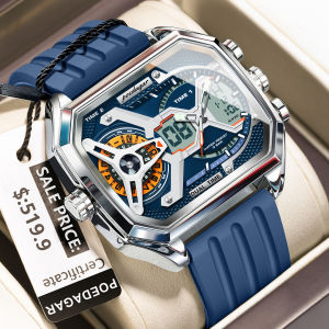 POEDAGAR Top Luxury Men Clock Date Week Luminous LED Man Watch Silicone Strap Electronic Dual Time Fashion Mens Quartz Watches