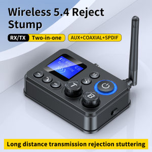 Bluetooth 5.4 Audio Transmitter Receive Support AUX/COAXIAL/SPDIF/TF/U disk with LCD Display for Home Stereo TV Speakers PC