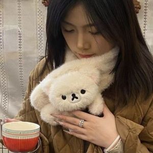 Thickened Easy Bear Scarf Cute Cartoon Couple Style Campus Atmosphere Fashionable Autumn Winter Student Long Rectangle Scarf