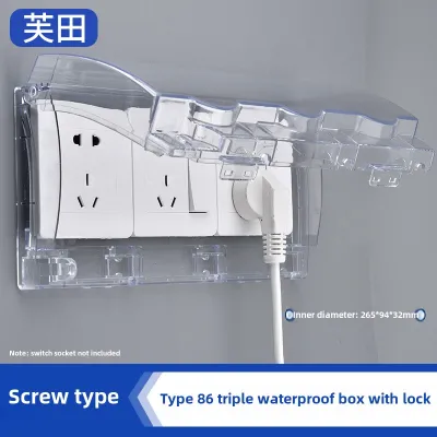 86-Type Socket Sealed Hiding Box with Lock Waterproof Cover Switch Protective Cover Anti-Kids Bathroom Water Proof Cover for Switch Oil-Proof