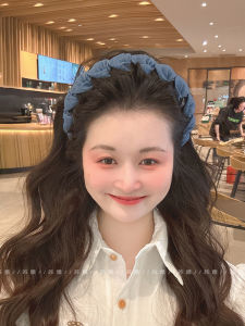 Denim Blue Wave Hairband Womens High Hairline Anti-Slip Hairband Hair Accessories Styling Tool Straight Hair Curly Hair