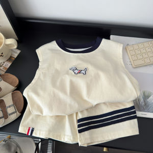 Baby Boys Summer Cotton Vest Thin Breathable Sleeveless Top And Bottom Set Comfortable Casual Wear for Children