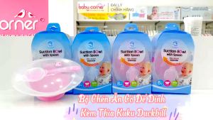 Bộ Chén Ăn Có Đế Dính Kèm Thìa Kuku Duckbill KU5395