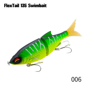Mồi Câu Giả Hunthouse Flextail 135mm 28g Kiểu Dáng Khớp Nối Chìm Chậm Có Hai Móc Câu Thiết Kế Vảy 3D Sống Động Như Thật Dành Cho Cá Bass Và Cá Pike.