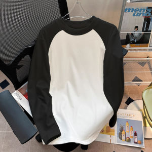 Áo Thun Lót Lông Cừu Dày Màu Tương Phản Cho Nam Mùa Thu Đông Dài Tay in Họa Tiết Thời Trang Thường Ngày Thoải Mái Thoáng Khí