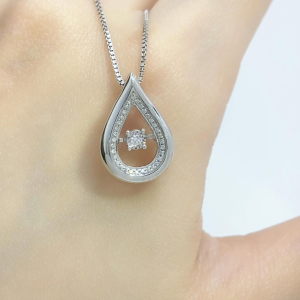 LAZO DIAMOND Glistening Dewdrop Dancing Diamond Pendant in 9k White Gold