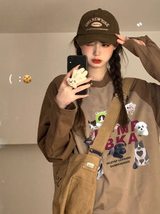 Loose Casual Pure Cotton Long Sleeve Base Shirt Womens T-shirt Shoulder Insert Design Autumn New Style Comfortable Base Layer Top