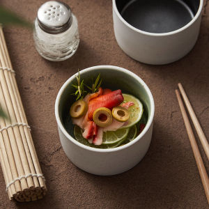 Nordic Style Ceramic Bowl Japanese Simple Straight Tube Pudding Cake Cup Steamed Egg Porridge Dish Small Snack Dish Oven Safe Utensils