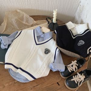 Áo Len Trẻ Em Áo Gile Thường Ngày Em Bé Phong Cách Hàn Quốc Áo Phong Cách Học Đường Kiểu Tây Xuân Thu Trẻ Em Áo Gile Dệt Kim Bé Trai