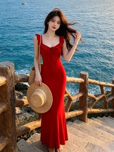CHANGTONG | Unique Attractive Red Summer Dress