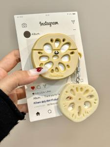 INS Cute Quirky Ideas Three-Dimensional Lotus Root Apple Bluetooth Earbuds Case for Airpidspro Funny for Girls Heart Airpods3 Generation Drop-Resistant Silicone Airpods4 Generation Niche Style Fancy