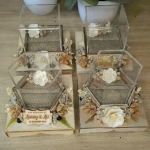 RING BOX / KOTAK CINCIN Pernikahan Kayu Akrilik Gaya Rustic FREE NAMA DAN TANGGAL