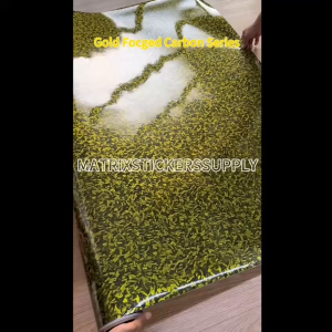 FORGED CARBON FIBER GOLD STICKER (152CM-Custom)Pelekat Stickers Full Body Vinyl Wrap Film Car Sticker Kilat Wrapping