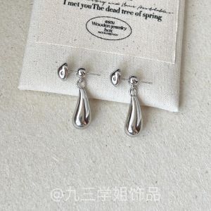 S925 Silver Needle Fashionable Minimalist Casual Metal Waterdrop Earrings Two-Way Wear Alloy Gold Plated Jewelry Accessories