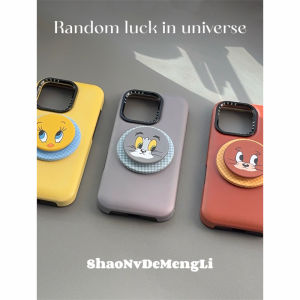 Cute Cartoon Cat And Mouse Themed Phone Case with Magnetic Stand 16ProMax Compatible Protective Cover Fun And Expressive