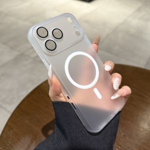 Ultra-Thin Transparent Frosted iPhone 17 pro Max Case Magnetic Absorption Charging Full Lens Protection Simple Design Bare Feeling