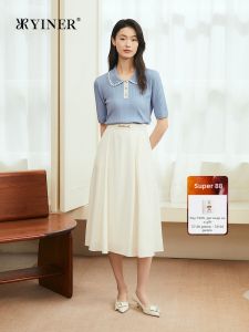 Color Contrast Collar Ice Flax Knitwear
