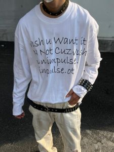 White American Style Heavyweight Pure Cotton Long Sleeve Mens Loose Base Shirt Spring Autumn New Letter Top Breathable Youth Fashion