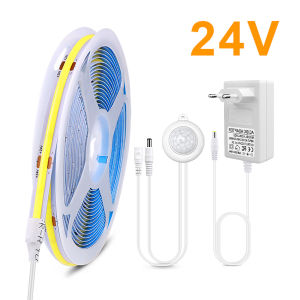 Đèn LED Dải Cảm Biến Chuyển Động COB PIR 24V 320LED/m 8MM Tự Động Bật/tắt Cho Cầu Thang Tủ Quần Áo Nhà Bếp - Băng Đèn Tiết Kiệm Năng Lượng