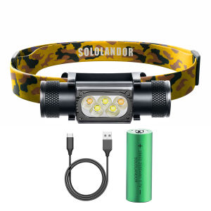 LED Headlamp High Power White Yellow Memory Headlight 18650 Rechargeable USB Type-C Torch Camping Hunting Flashlight Lamp