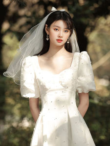 Elegant Short Bridal Headpiece Simple Female Style Photography Prop Tool Wedding Registration Engagement French Style