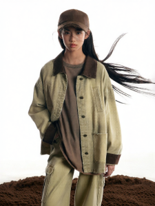LOVESASAKIDS | Washed Distressed Vintage Brawny Dystopian Color Block Denim Jacket