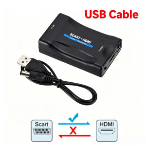 Full HD 1080P SCART to HDMI-compatible Adaptor Video Audio Converter Support PAL/NTSC HD to Scart Plug and Play for HD TV BOX