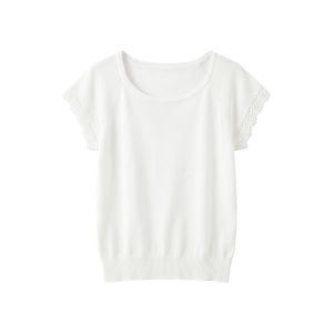 Lace Ruffle Short Sleeve Slim Tshirt