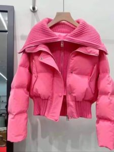 เสื้อแจ็คเก็ตผ้าฝ้ายบุนวมแบบหนาสำหรับผู้หญิง ทรงเข้ารูป ปกโปโล แขนยาว ปกติ กระดุมสองแถว สีสันสดใส เสื้อคลุมกันหนาว