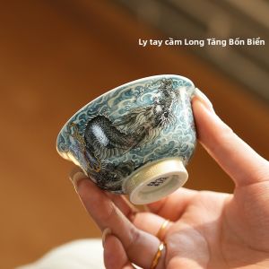 GUYUETANG | Bộ Trà Gongfu Phong Cách Bảo Tàng Bao Gồm 3 Món Gaiwan Trà Sứ Vẽ Tay