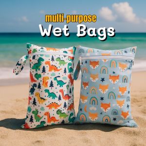 30*40cm PUL Waterproof Wet Dry Bag Washable Cloth Diaper Travel Bags Single Pockets Beach Pool Gym Bag for Swimsuits Wet Clothes