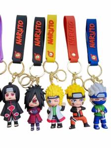 Bandai | Bộ Móc Khóa Anime Naruto - Móc Khóa Hình Tượng 3D Kèm Dây Đeo Tay Silicon Móc Khóa Dễ Thương Naruto Sasuke Itachi Kakashi Minato Madara Phụ Kiện Trang Trí Ba Lô Quà Tặng Cho Fan.