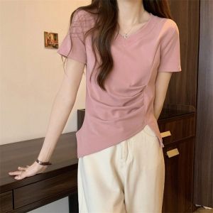 Fashion French Style Cinched Waist Short Sleeve T-shirt