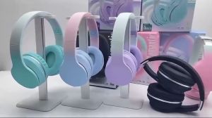 【Fast Delivery】Gradient Colour Head-mounted Wireless Bluetooth Headphones Noise Reduction Mic HiFi Audio Quality Foldable