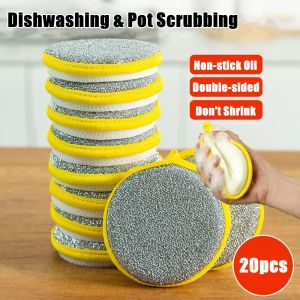 【BUY 10 TAKE 10】20pcs Kitchen Super Absorbent Double-Sided Brushes Magic Dishwashing Sponge Eraser Anti-Grease Rags Double Side Dishwashing Sponge Pan Pot Dish Wash Sponges Household Cleaning Tools Kitchen Tableware Dish Washing Brush