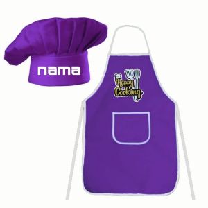 celemek/apron dewasa + topi koki nama suka-suka ada gambar nya