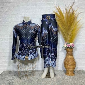 Baju Couple Kemeja Batik pria dan Rok Lilit Motif Terbaru Kencana Nevy