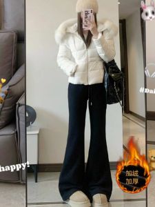 กางเกงโยคะทรงหลวมเอวสูง ทรงขาบาน ผ้ากำมะหยี่ผสมโพลีเอสเตอร์ ทรงยาวคลุมเข่า สำหรับผู้หญิง กางเกงขายาวทรงหลวม