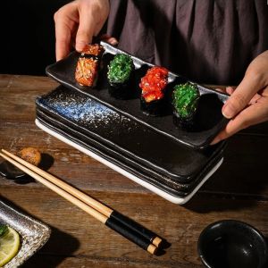 Creative 8-inch Rectangular Ceramic Sushi Plate Ideal for Japanese Cuisine and Dessert Display in Special Restaurants and Homes