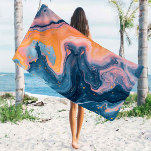 BILIBILI | blue orange fluid marble Quick Drying Microfiber Beach Towel Lightweight for Swimming Camping Yoga - Bath Towel
