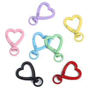 26x38mm 1pc/bag Alloy Paint Heart Clasp For DIY Keychain Accessories Making