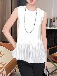 Korean Style Summer New Arrival Sleeveless Tassel Design High Quality Vest Top Trendy Commute Loose Fit round Neck T-shirt